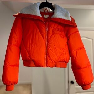 Maeve by ANTHROPOLOGIE Sherpa Collar Cropped Puffer Jacket- NWT